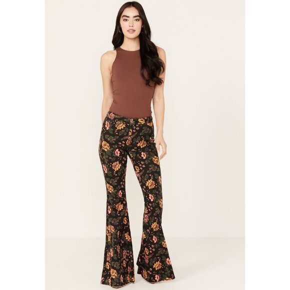 Rock & Roll Cowgirl Denim - Rock & Roll Denim Jeans Bargain Button Bell Bottom Flare Floral